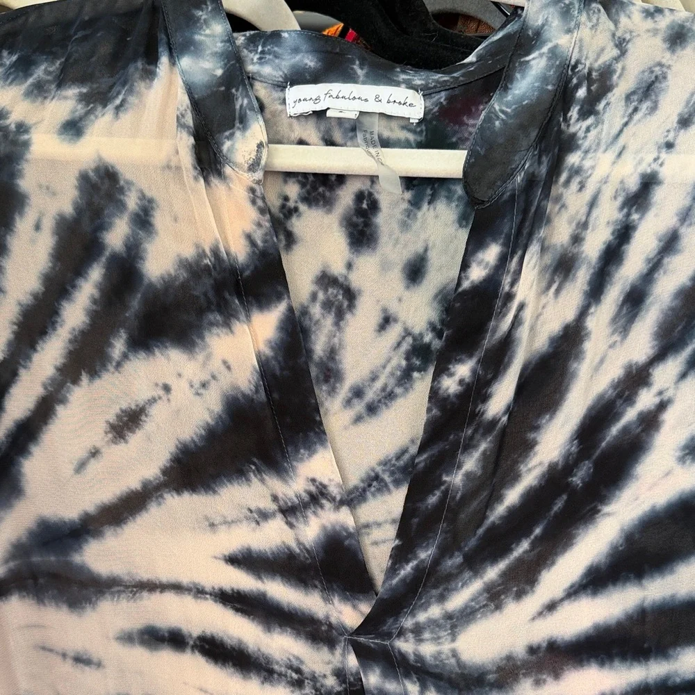 ON HOLD*** Young Fabulous & Broke Black and Cream Tie-Dye Dress - Picture 5 of 5